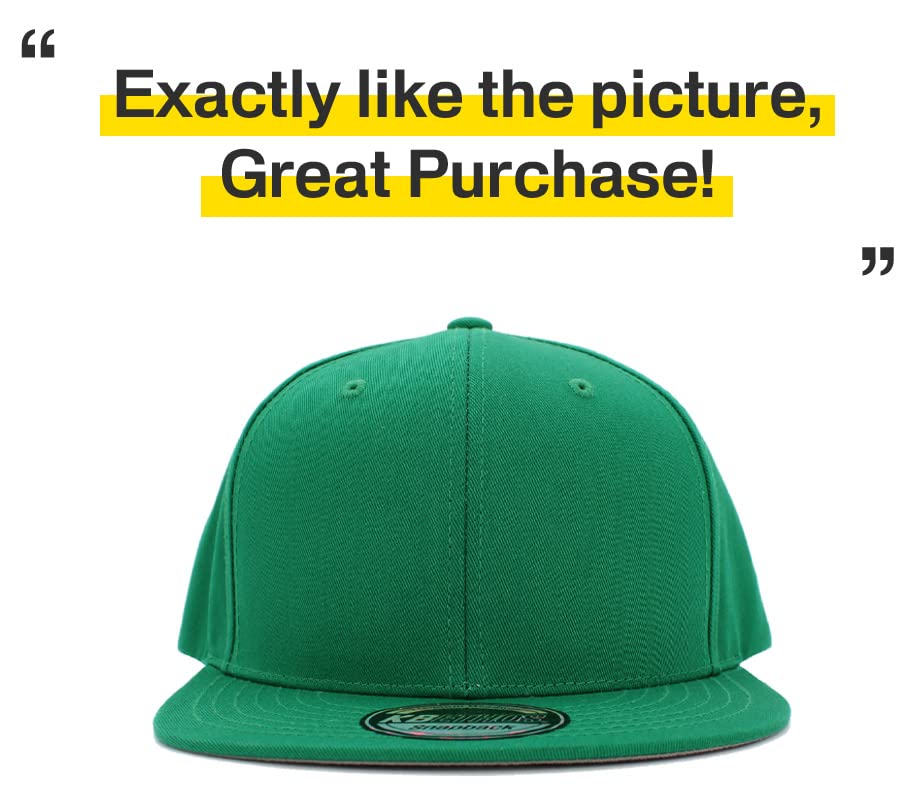 Image of KBETHOS Classic Snapback Hat Blank Cap Underbrim Cotton Wool Blend Flat Visor Adjustable Unisex