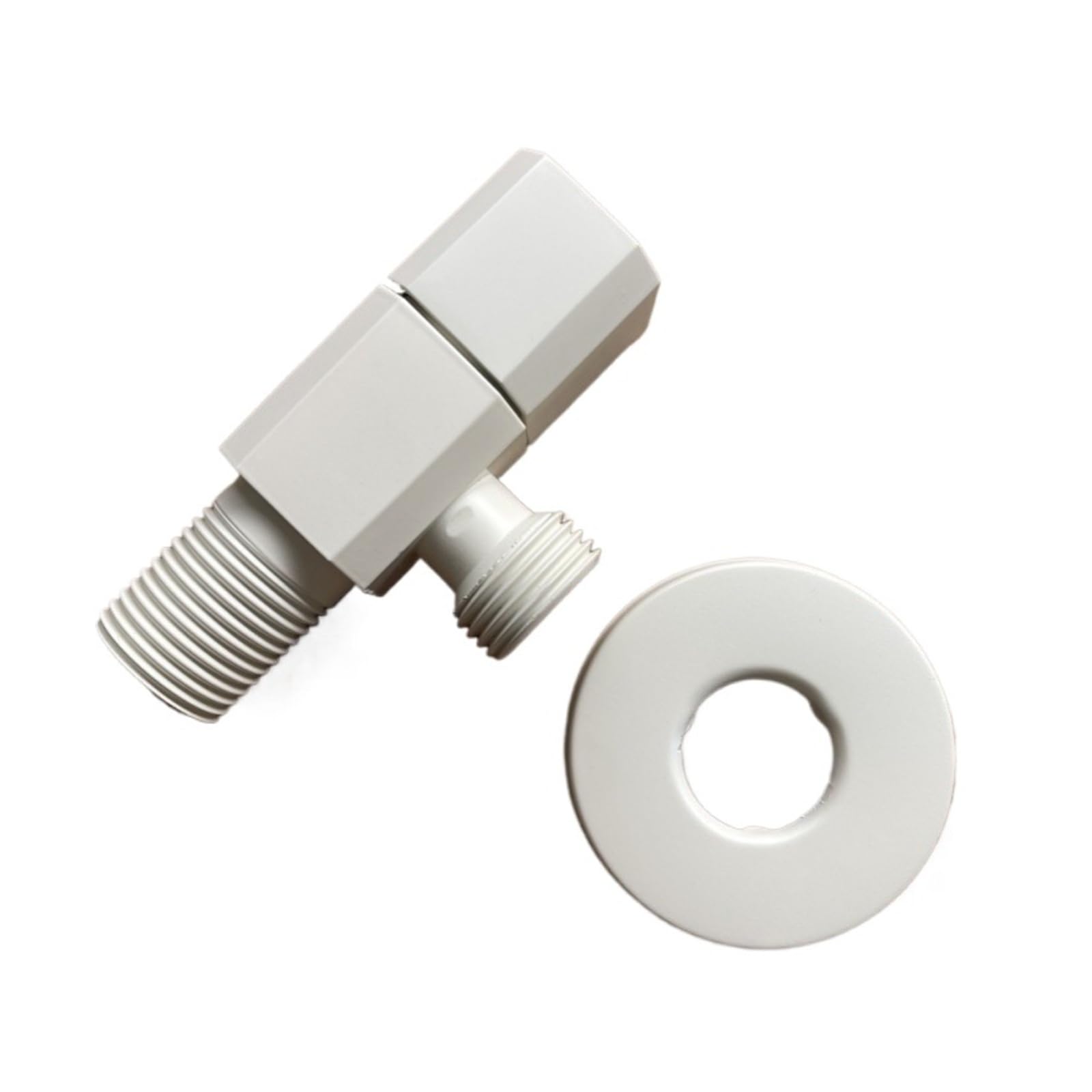 Bvhisehp White Octagonal Thickened Brass Plated Angle Valve G1/2 Hot Cold Water Stop Valve For Toilet Kitchen Use(White)