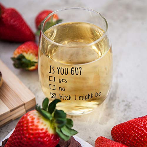60Th Birthday Gifts For Women And Men Wine Glass - Funny Is You 60 Gift Idea For Mom Dad Husband Wife – 60 Year Old Party Supplies Decorations For Him, Her - 15Oz #TOP1