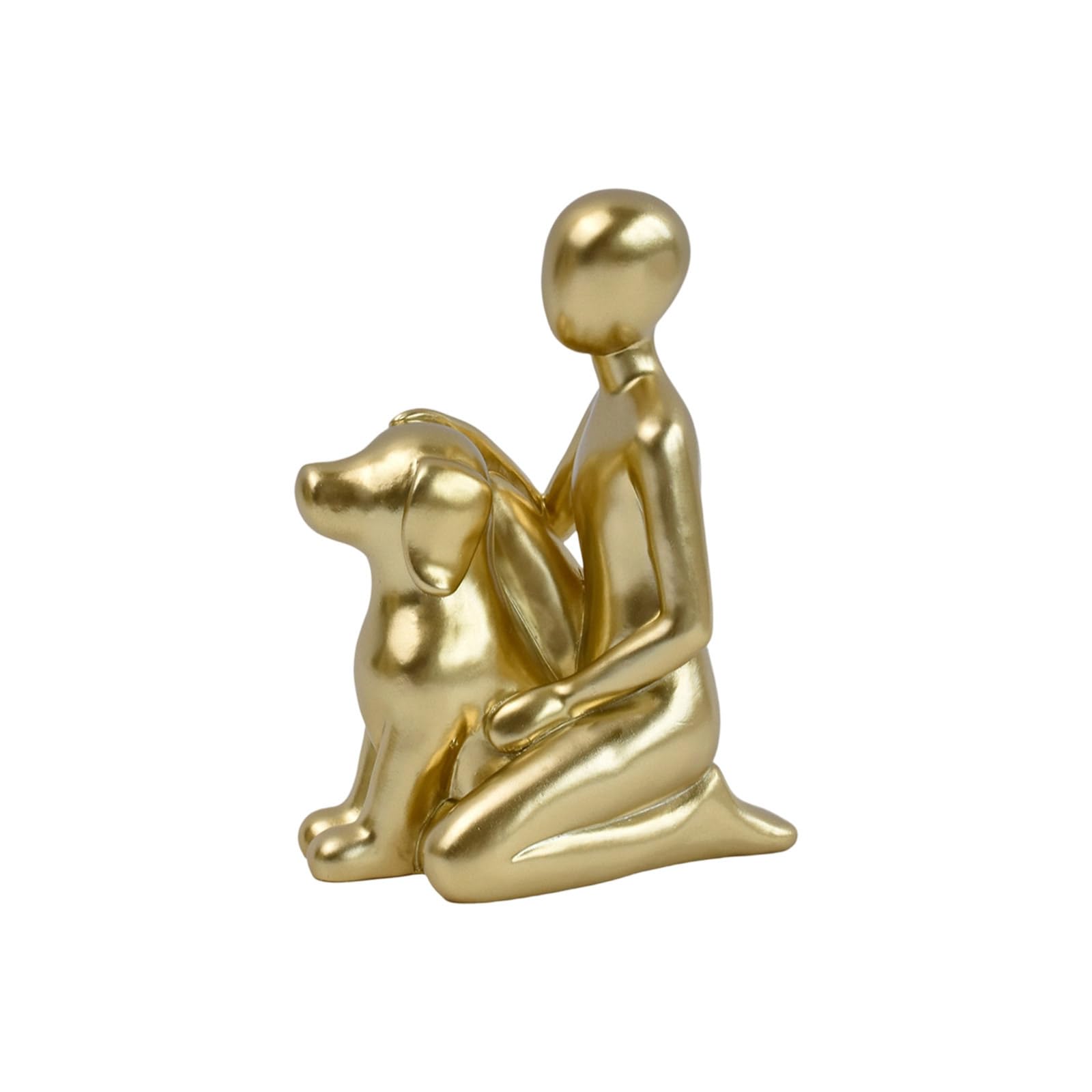 Coolhood Gold Unique Sculpture Showcasing Emotional Connection Of And Dog Resin Figurine Ornament For Living Room Accent Artistic Resin Art