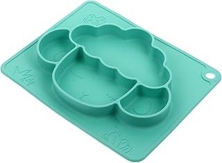 Toyvian Placa De Ovelha De Silicone Descanso De Utensílio De Silicone Tigelas De Sucção Para Bebê Pratos De Jantar Verdes Talheres De Sucção Para Bebê Placa De Sucção Para Bebê Prato De