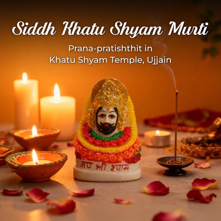 Image of VAMA Siddh Khatu Shyam Murti for Home Siddh at Khatu Shyam Temple, Ujjain | Khatu Shyam Car Dashboard | Perfect for Daily Pooja, Gifting, Home Mandir, Office Desk, Car