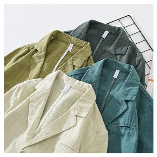 Men's Cotton-Linen Coat Casual Blazer Two Buttons Lightweight Sport Coat Lapel Collar Jacket4