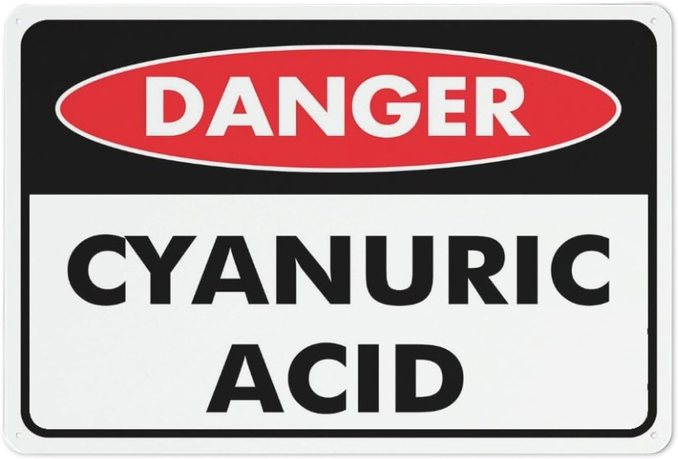 Danger Cyanuric Acid Rust Free Aluminum Sign - Pre-Drilled Holes Decor for Business, Workplace, Home Pool Chemical Area - 12x16 Inch​