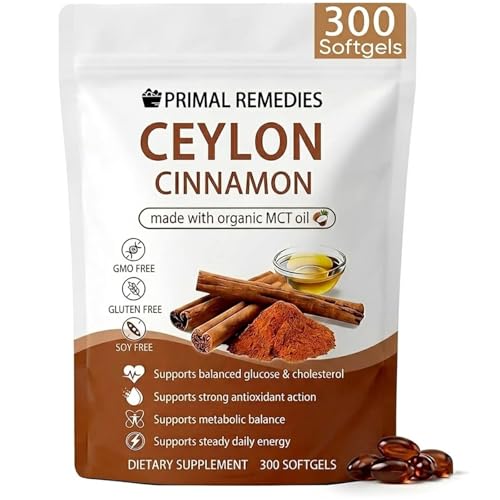 KittySupps Primal Remedies Ceylon Cinnamon Capsules with MCT Oil True Cinnamon Supplement Non-GMO Ingredients Gluten & Soy Free Vegan Friendly 300 Capsules