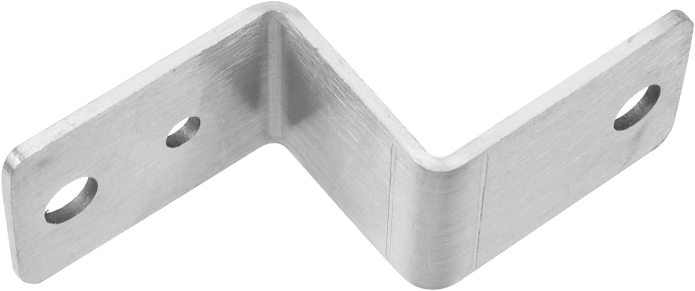 4pcs Z Brackets 2" × 1.5" Door Barricade Brackets Silver Double Angle Brace Stainless Steel Drop Open Bar Holders 90° Shelf Bracket for Furniture Garage Barn Gate