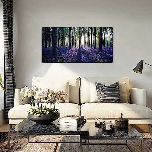 Forest Lavender Canvas Wall Art Sunshine Nature Landscape Decor 29"x58" by Amoy Art - Used condition - Image 8