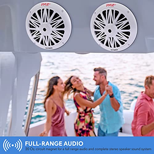 Pyle 6.5 Inch Dual Marine Speakers - 2 Way Waterproof And Weather Resistant Outdoor Audio Stereo Sound System With 200 Watt Power, Poly Carbon Cone And Butyl Rubber Surround - 1 Pair - Plmr62 (White) #TOP3