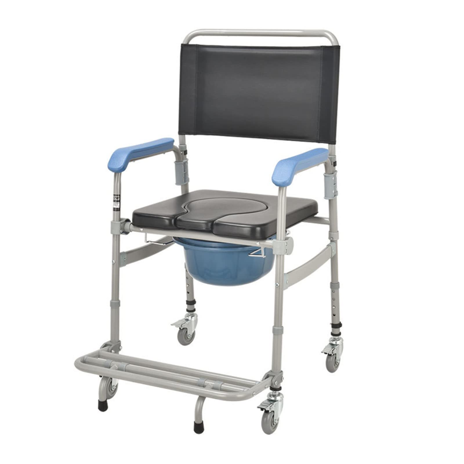 BHGFYXBS Commode Chair For Toilet With Arms,Rolling Commode Transport Chair Toilet Bedside Shower Chair With Locking Casters Portable Aluminum Bath Wheelchair With Detachable Buck