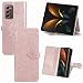 Produktbild Wuzixi Hülle für Samsung Galaxy Z Fold2 5G. [Kartenfach] PU Leder Flip Wallet, mit Standfunktion, Schutzhülle handyhüllen für Samsung Galaxy Z Fold2 5G.Roségold