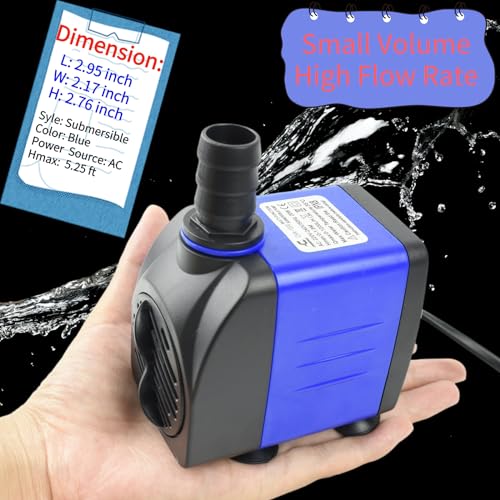 Image of Conquerall CHA-850 230GPH 900L /H AC 110V Submersible Pump 15W Fountain Pump with Flow Control 5.25ft High Head for Fish Aquariums, Pet Fountains, Indoor or Outdoor Pond Fountains and Pumps Hydroponics