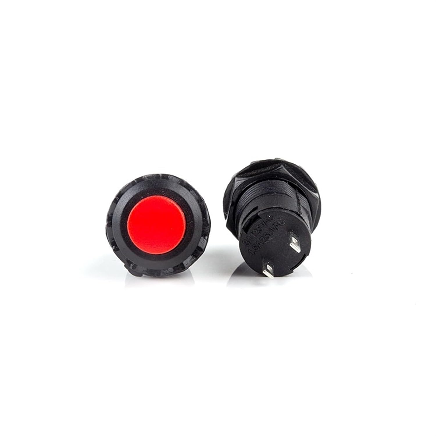 10Pcs 12mm Mini Push Button Switches 3A /125VAC Self-Locking/Latching Self-Reset/Momentary Red Green Blue Yellow White Black(Black,Latching)