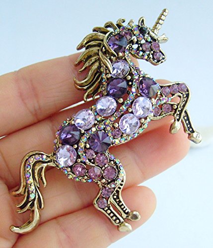 Image of Unique Animal Unicorn Horse Brooch Pin Pendant Austrian Crystal BZ6172