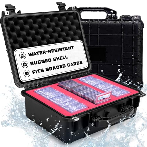 Caja de almacenamiento de tarjetas graduadas, resistente al agua, para tarjetas deportivas, PSA, TCG, CSG, BGS, SGC, cargadoras superiores y coleccionables sueltos, soporte resistente y con cerradura