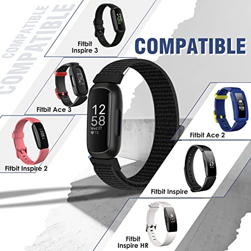 Nylon Sport Loop Straps Compatible with Fitbit Inspire 3/Inspire 2/Inspire HR/Inspire/Fitbit Ace 3/Ace 2 for Women Men Kids Soft Nylon Band Breathable Comfortable Replacement Wristband Straps - Image 2