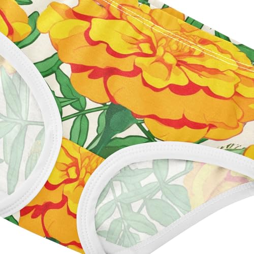 Cotton Toddler Girls Underwear Marigold Flowers Bright Orange Panties for Girl Fun Briefs Underpants 2t4