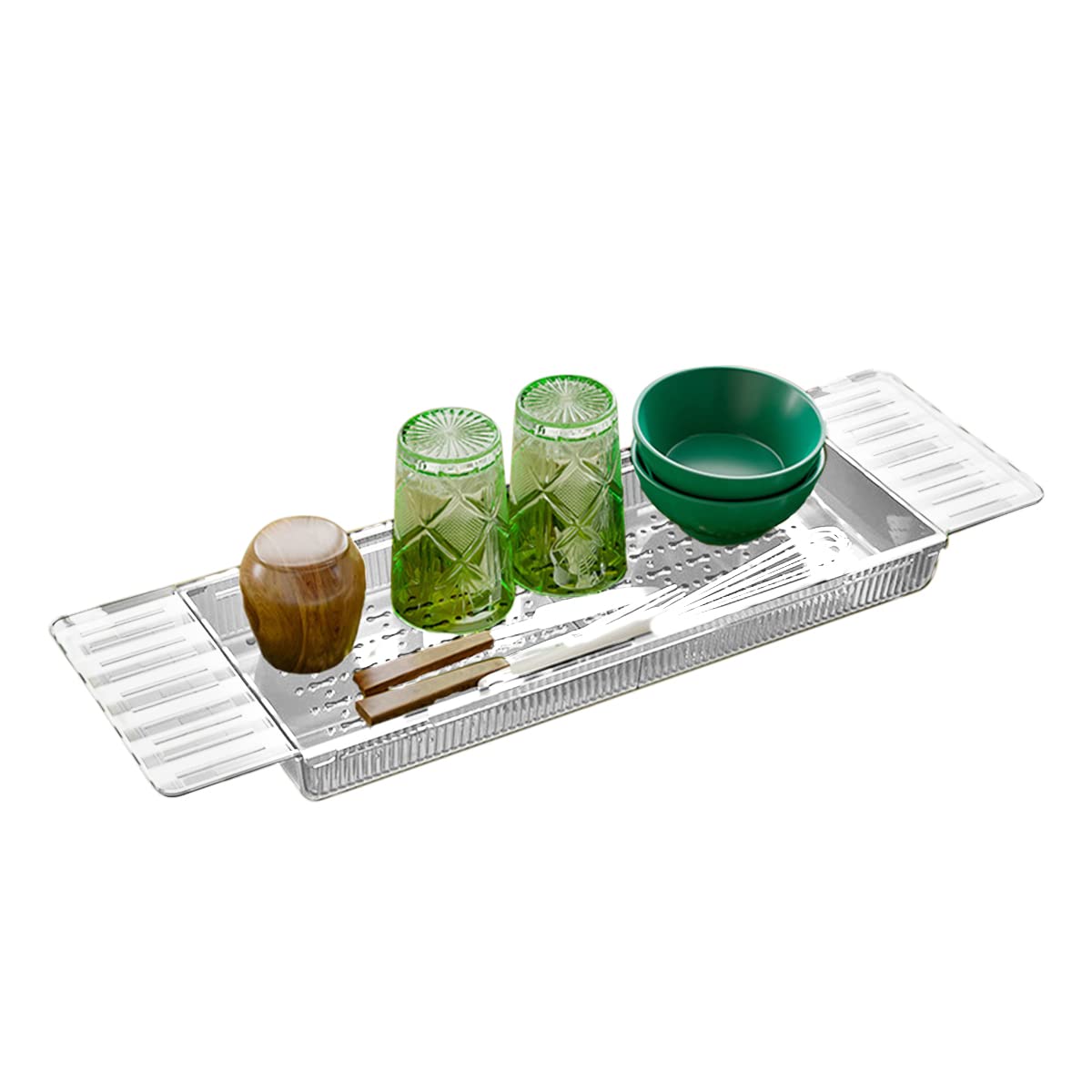 Retractable Bathroom Tray, Multi-Functional Bathtub Storage Rack for Smartphone Pad Aromatherapy Bathing Accessories, Antiskid Large capacity
