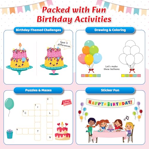 Image of 30 Days of Birthday Adventure Activity Book for Kids 3 to 6 Years, Theme Based Activities with Mazes, Riddles, Drawing, Stickers & More, 500+ Free ... Tips, Birthday Gift for Boys & Girls