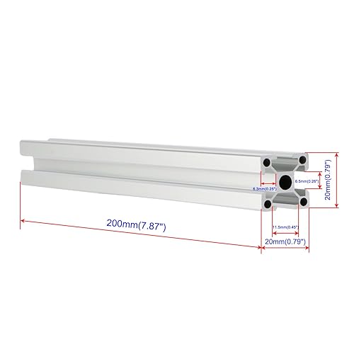 Miniatura 2 de Perfil de extrusión de aluminio plateado 2020 con cuatro agujeros, riel lineal 2020, máquina de marco de perfil de aluminio, impresora 3D, banco de