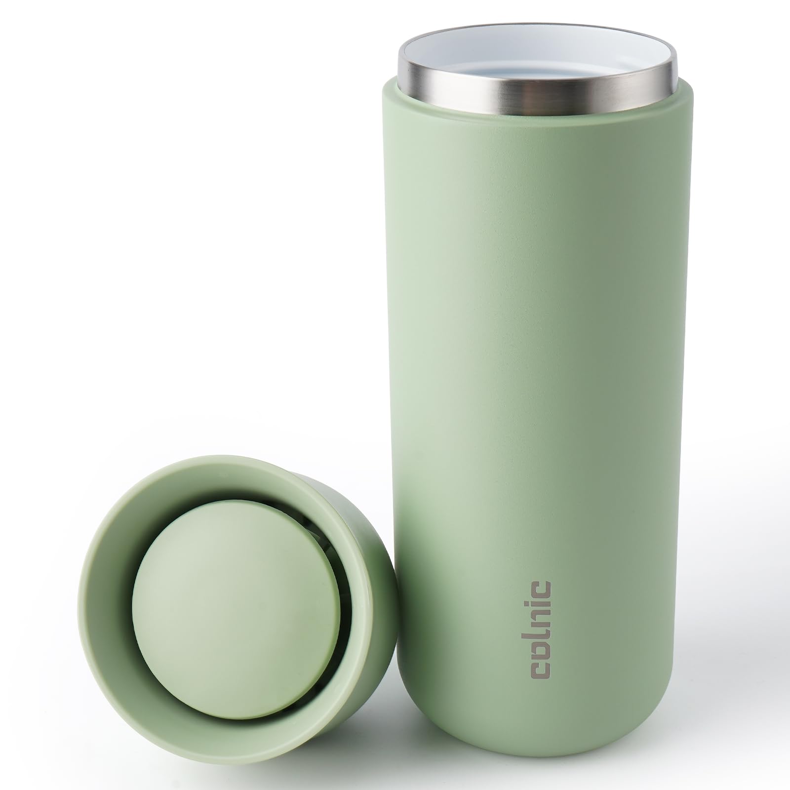 Ceramic Lined Travel Coffee Mug 360° Lid, 16 oz Insulated Coffee Tumbler