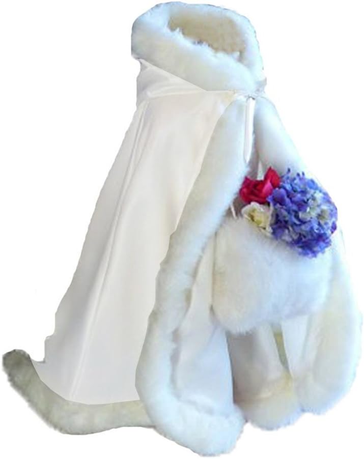 Flower Girl Winter Hooded Cloak Winter Wedding Cap for Kids Party Cape Cristmas Wraps