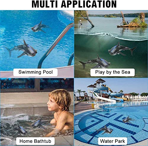OUTFANDIA Remote Control Shark Toy for Water with LED Light, Rechargeable Electric Toy RC Shark with 2 Battery Pool Toys for Kids,1:18 Scale 2.4G High Simulation for Swimming Bathroom Shark Pool Toys - Thumbnail 7