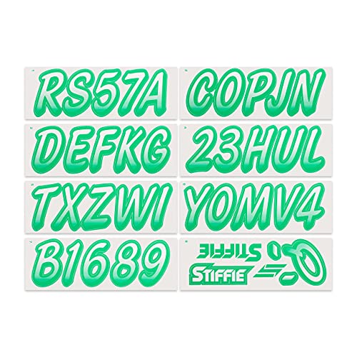 Image of STIFFIE Whipline White /Teal 3 inch Boat & PWC Registration Decals • Numbers Letters Stickers