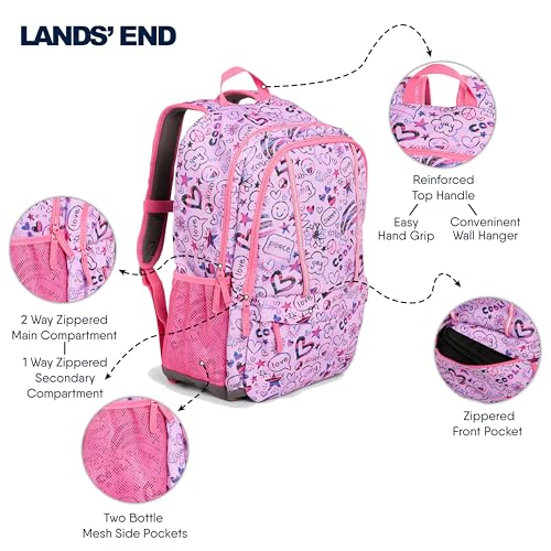 Image of Lands' End Unisex Kids Large ClassMate Lightweight Durable Elementary School Backpack, Fuchsia Pink