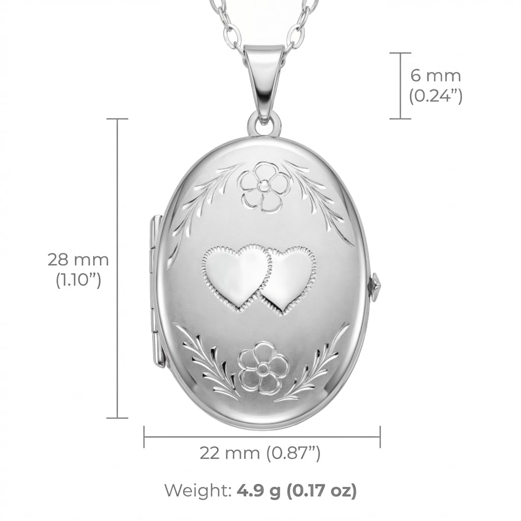 Alexander Castle Collier Médaillon Ovale en Argent Sterling 925 pour Femme Fille 4 photos - Médaillon Ovale 28 mm x 22 mm avec Chaîne en Argent de 45 cm et Coffret Cadeau Bijoux