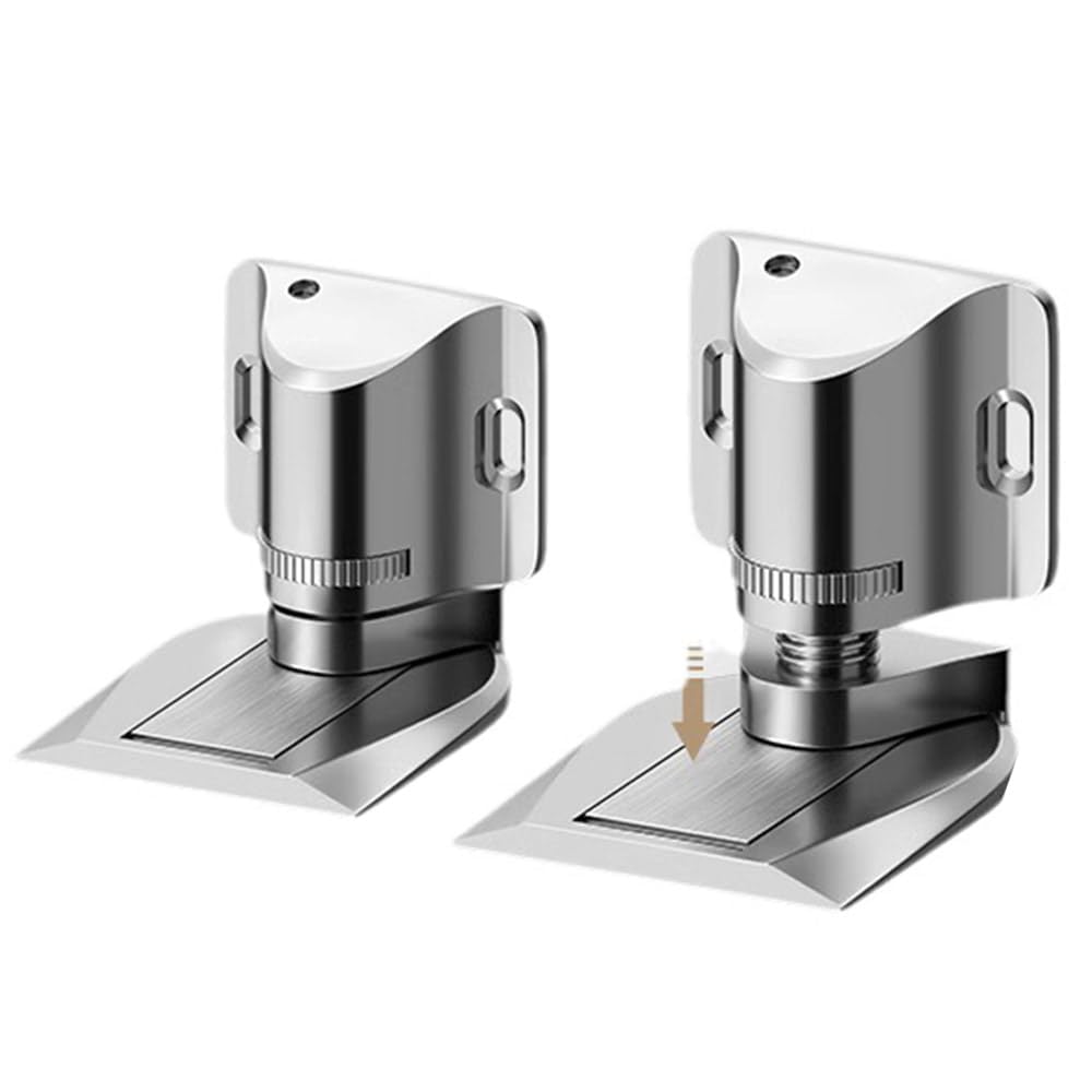 Magnetic Door Stopper Adjustable, Invisible Magnetic Door Stopper, Floor Door Stopper Self-Adhesive, zinc alloy Magnetic Door Stopper, Double-Sided Adhesive Tape or Drill Installation (1PC Silver)