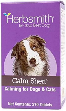 Herbsmith Calm Shen – Herbal Blend for Dogs & Cats – Natural Anxiety Remedy for Dogs & Cats – Feline and Canine Calming Supplement – 270 Tablets