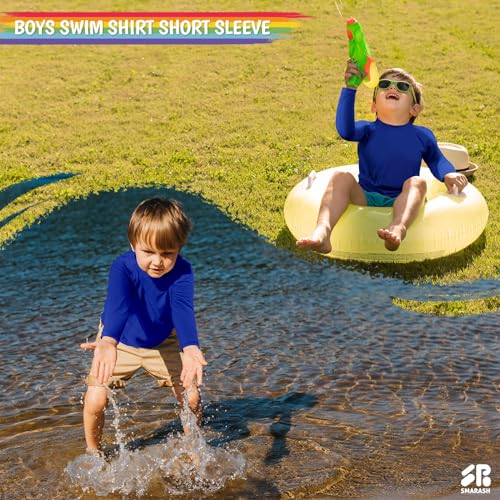 Image of Boys Rash Guard Long Sleeve UPF 50+ Sun Protection Swim Shirt Rashguard Fishing Surf Quick Dry Cool Beach Shirtfor Youth Kids Klein Blue Size 10-12