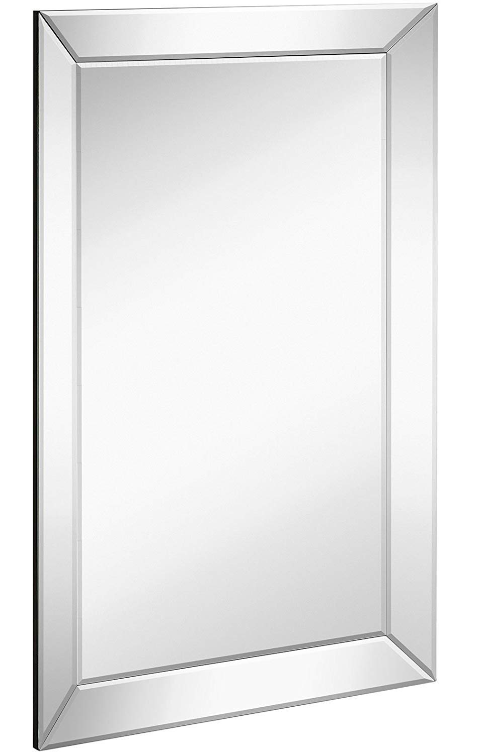 Hamilton Hills20x30 Inch Rectangular Polished Silver Framed Mirrors for Wall | Large Luxury Mirror with 3in Angled Beveled Edge Frame | Hanging Vanity for Hallway, Entry, Bedroom & Bathroom Mirror
