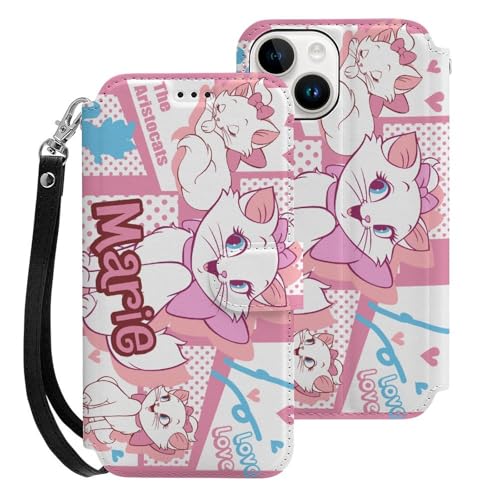 マリーちゃん 猫 ネコ iPhone15用ケース 手帳型 財布型 スマホケース カード収納 PUレザー おしゃれ アイフォン15用ケース 全面保護 マグネット式 耐衝撃 脱着簡単