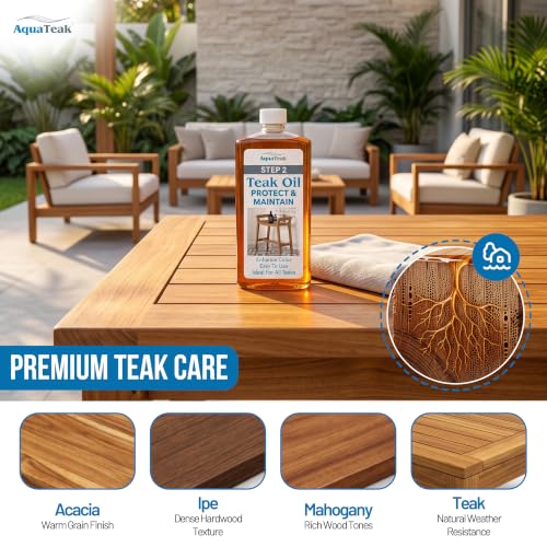 Image of AquaTeak Premium Teak Oil, 16 oz, Restores & Protects Wood Furniture