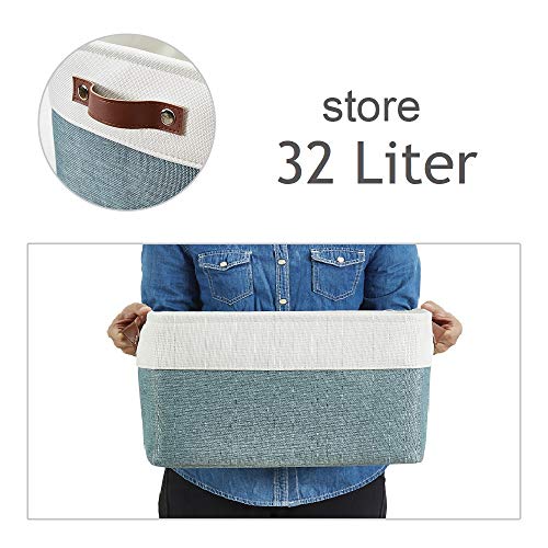Image of DECOMOMO Foldable Storage Bin [3-Pack] Collapsible Sturdy Cationic Fabric Storage Basket Cube W /Handles for Organizing Shelf Nursery Home Closet (Green and White, Extra Large - 15.8 x 12.5 x 10)