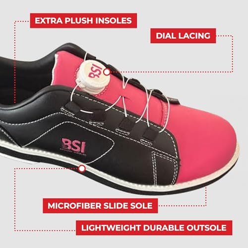BSI Women's Revival Dial Shoe - Lightweight Bowling Shoes with Enhanced Comfort & Support, Black/Pink3