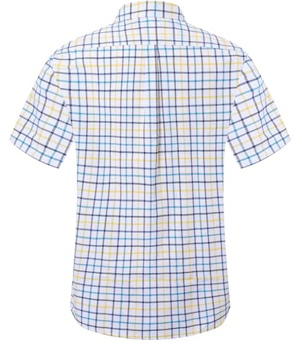 Image of SANGTREE Men & Boy Striped Multicolor Oxford Cotton Shirt,Comfortable Fit,Short Sleeve Collared Shirt