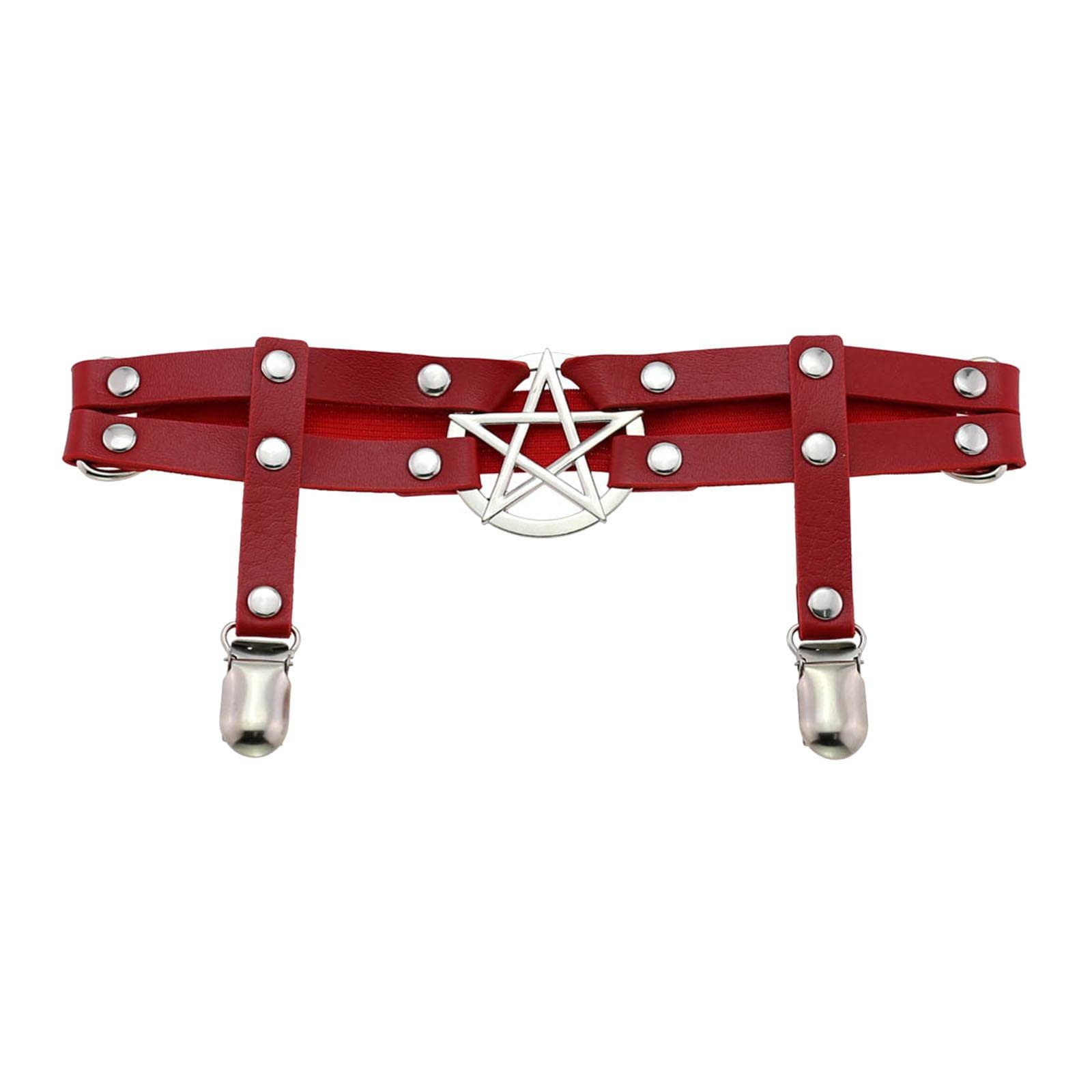 Women Leg Garter Belt Adjustable Thigh Suspender PU Leather Leg Ring Red-image-24
