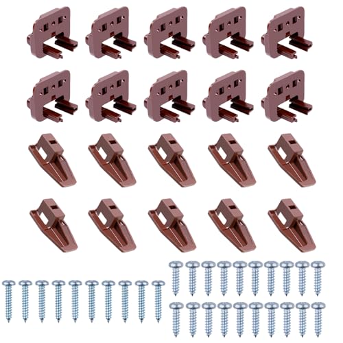 10 sets for kenlin Drawer Slide Track Guide Glide - Replacement Parts for Dressers and Nightstands - Bottom Mount - Brown (10)