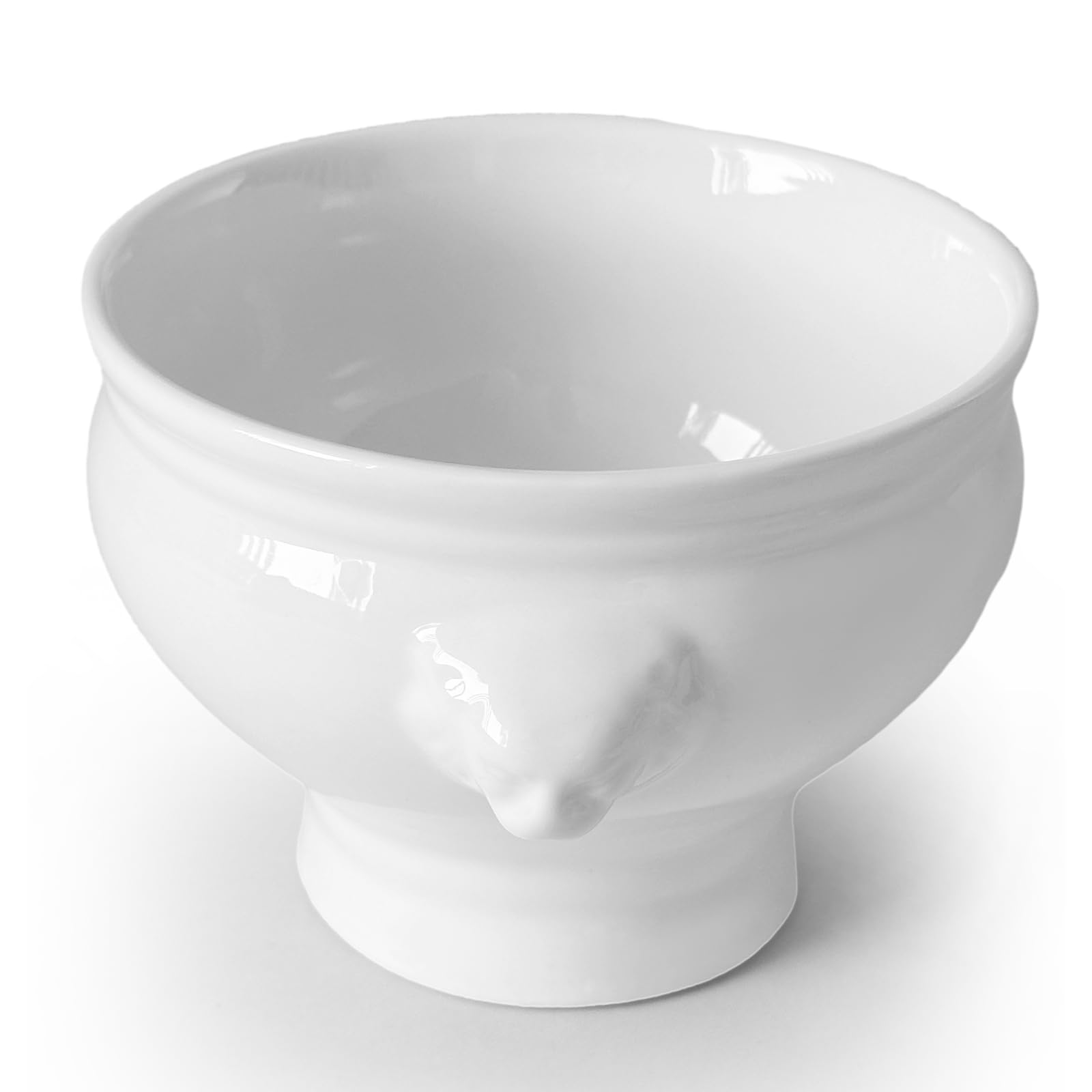 Cinf Weiße Keramik 354 ml Set von 4 Löwenkopf Porzellan Suppenschalen mit Deckel Weihnachtsgeschenke Mikrowelle Safe Suppe und Obst