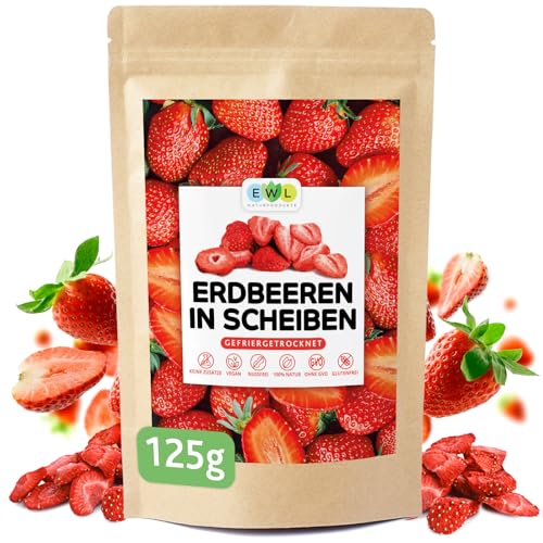 EWL Naturprodukte gefriergetrocknete Erdbeeren 125g vegan Erdbeeren gefriergetrocknet in Deutschland abgefüllt