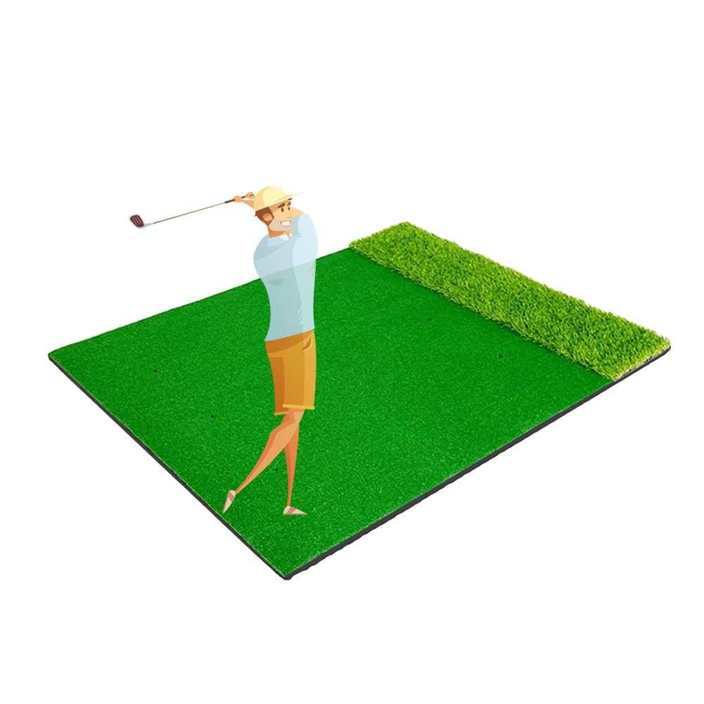 Tapete de entrenamiento de golf, tapete de práctica de césped de golf en casa para interiores y exteriores, ayuda de entrenamiento de golf con camisetas de goma