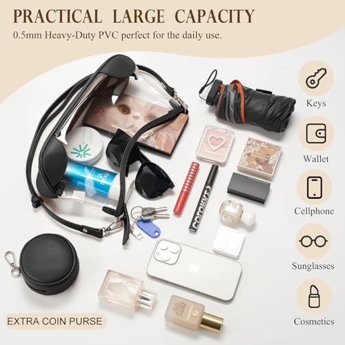 Clear Bag for Stadium Events, Clear Purse for Women Concert Crossbody, PVC Shouler Bags with Coin Purse3