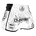 Dynamix Athletics Pantalones cortos de Muay Thai Warpath para hombre, color blanco/negro, con tejido Air-Tech., Hombre, DYN-MTS-WP-WB, blanco / negro, large