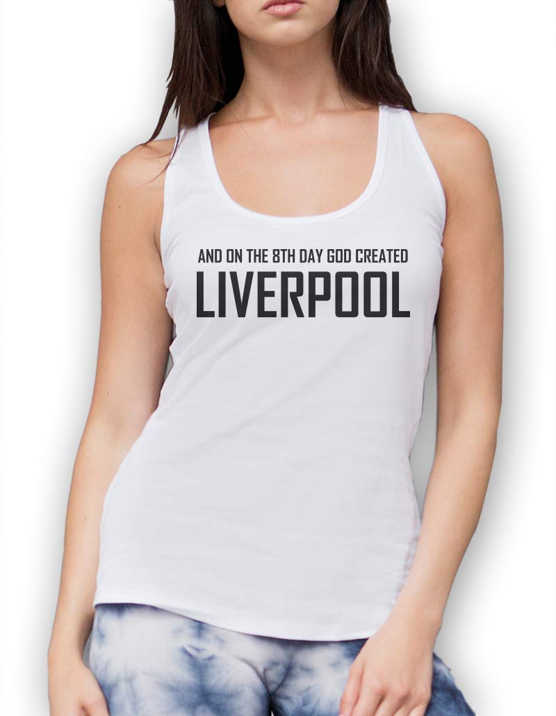 Hotscamp Women's White On The 8Th Day God Created Liverpool Vest - Medium