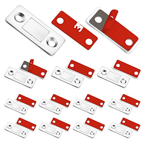Teloky Cabinet Door Magnets 12 Pack Ultra Thin Magnetic Door Catch with Stainless Steel Screws Drawer Magnet Catch for Kitchen Closet Door Closing Magnetic Door Catch Closer (12 Pack)