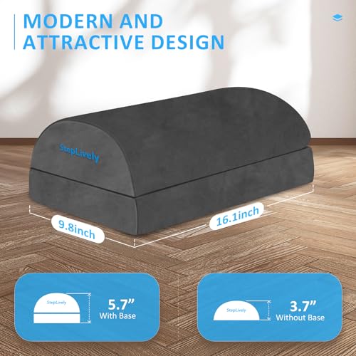 Image of StepLively Foot Rest for Under Desk at Work, Comfortable Foot Stool with 2 Adjustable Heights, Footrest with Washable Cover, for Back & Hip Pain Relief, Suitable for Office, Home and Car (Grey)