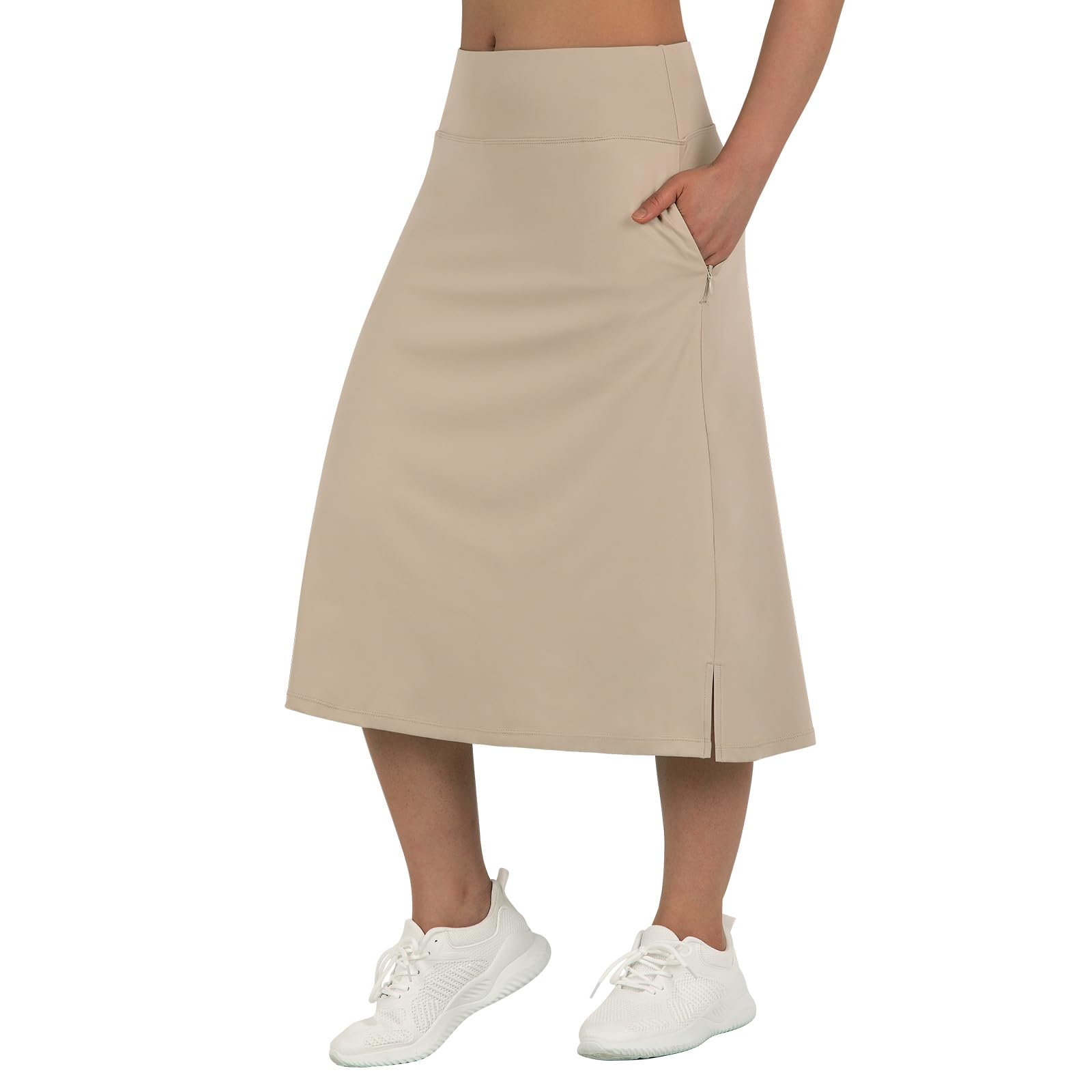 beroy Women 28" Long Skorts for Woman with 2 Pockets Modest Skirt with Shorts Underneath High Waisted Long Skorts