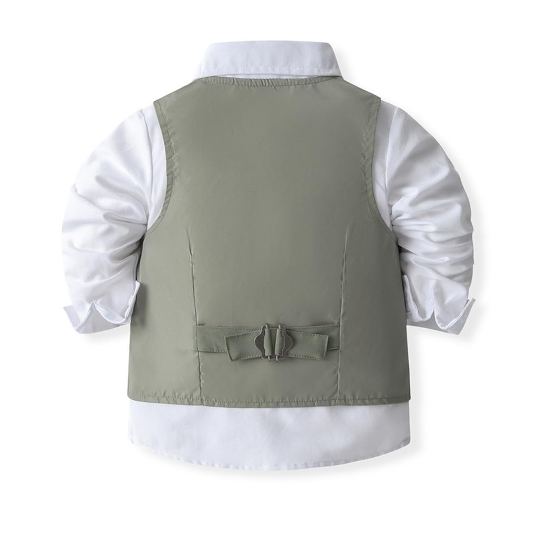 IMEKIS Ensemble 4 pièces pour bébé garçon - Costume gentleman formel - Pour anniversaire, mariage, baptême, smoking - Chemise boutonnée - Pantalon + gilet et nœud papillon